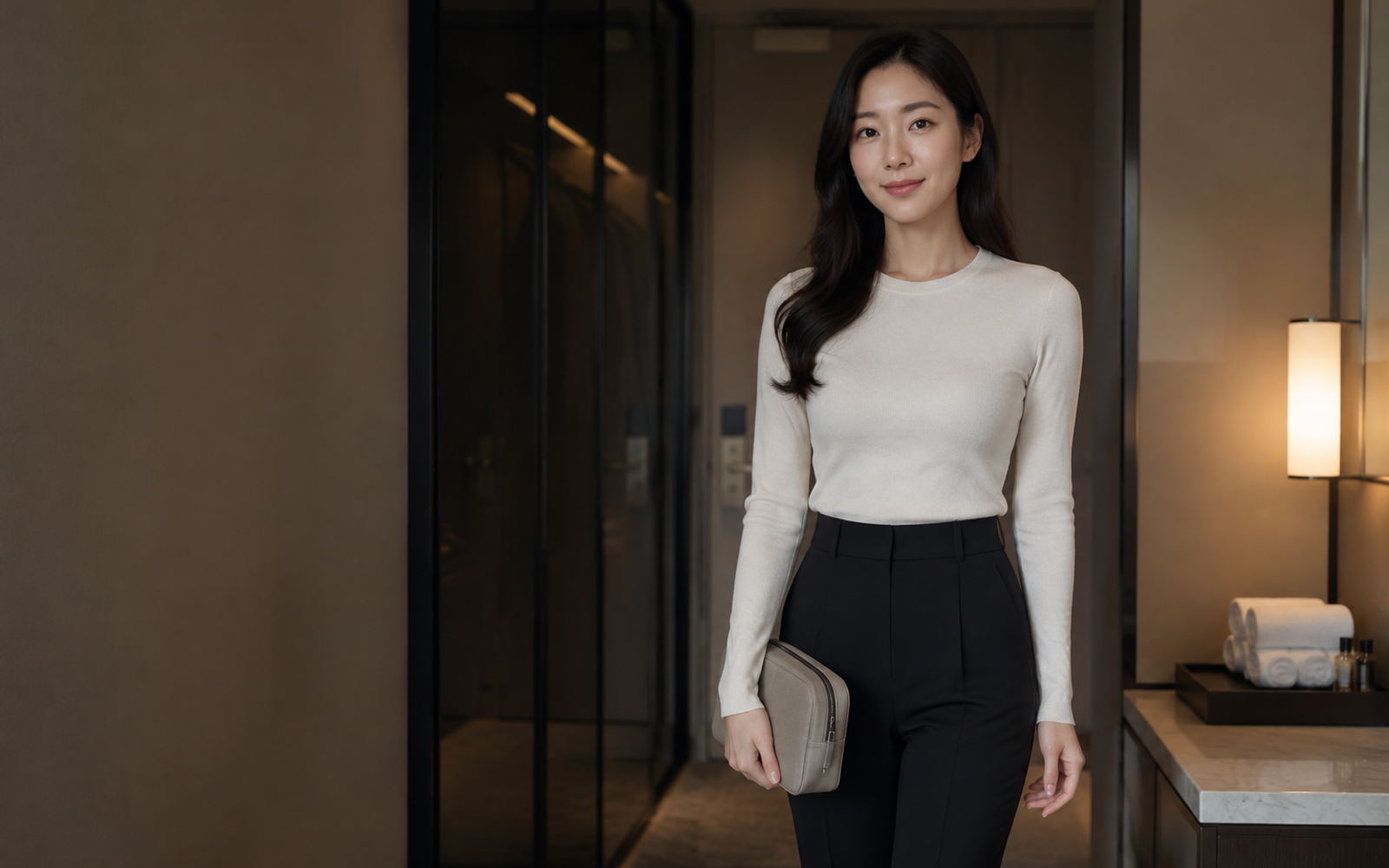 서울 강동구 방문 홈케어를 안내하는 젊은 성인 한국 여성 관리사